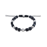 Bracciale cubes onice e cubes Graphic Relief in acciaio inox con chiusura tessile regolabile