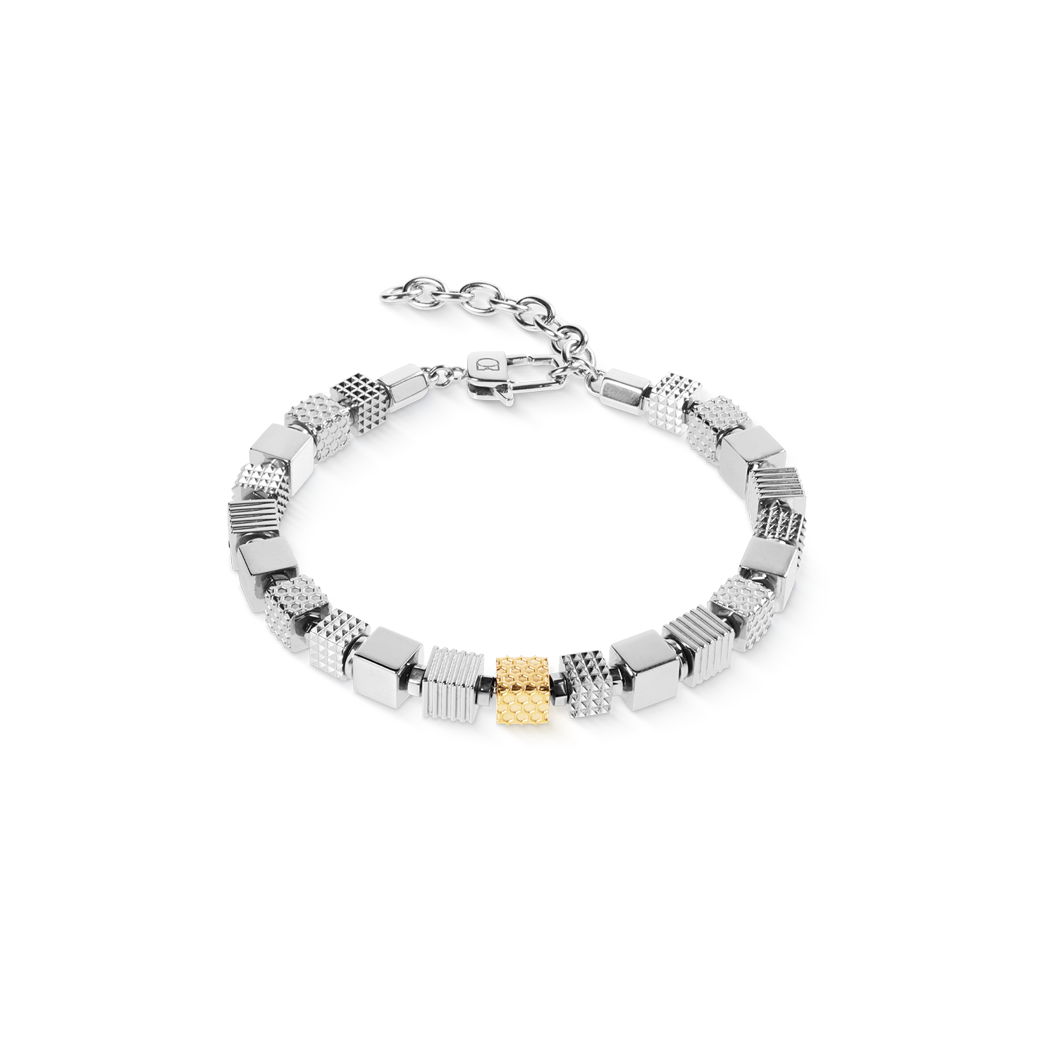 Bracciale cubes in acciaio inox Graphic Relief e acciaio inox gold