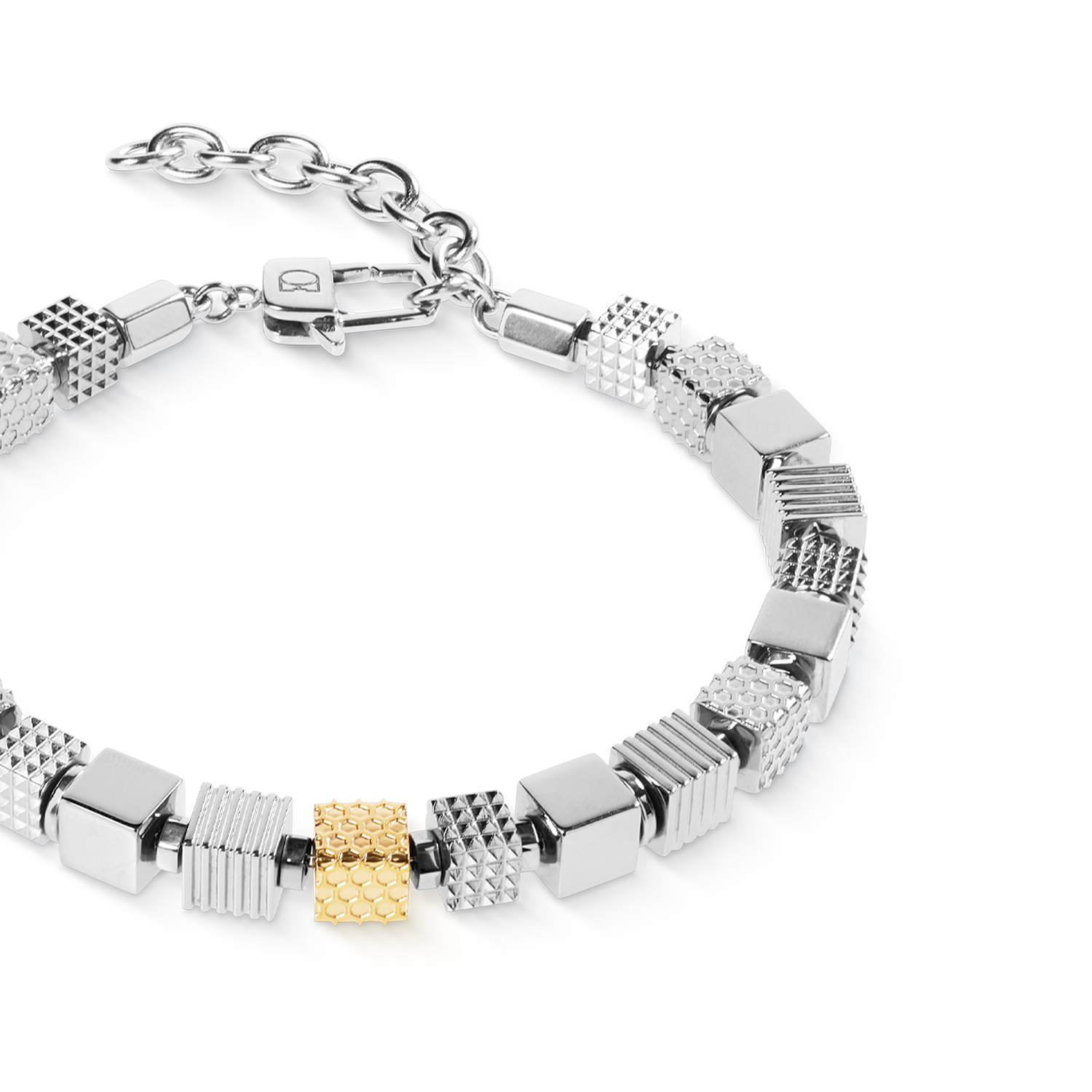 Bracciale cubes in acciaio inox Graphic Relief e acciaio inox gold