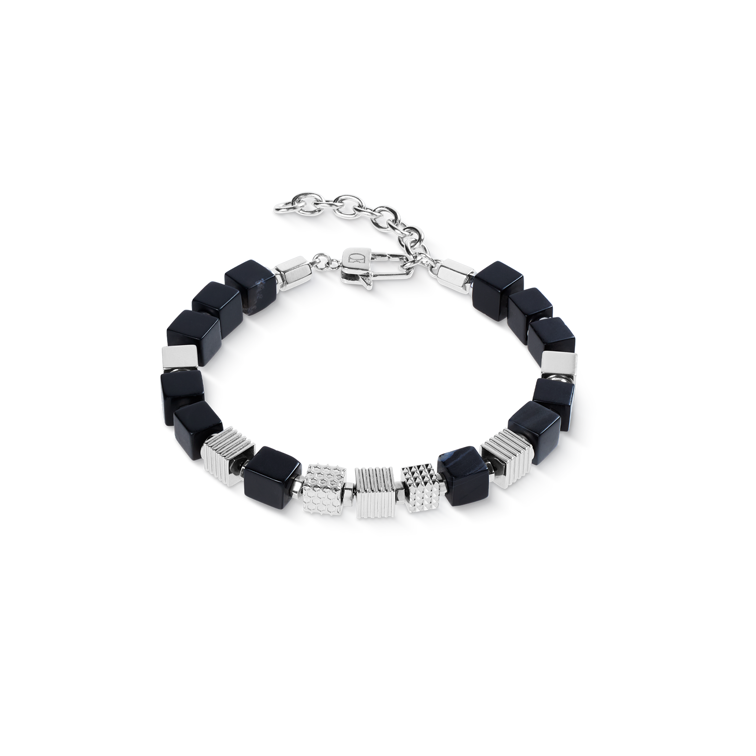 Bracciale onice Graphic Cubes in acciaio inox