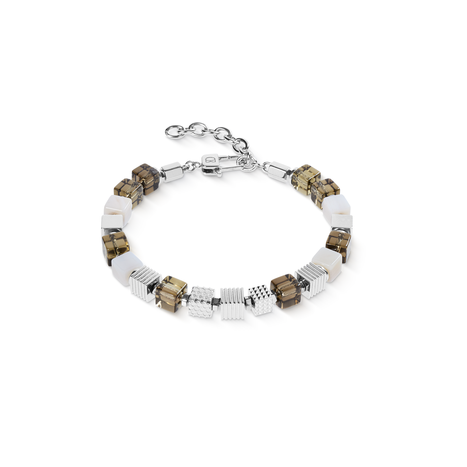 Bracciale quarzo fumé Graphic Cubes in acciaio inox