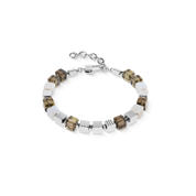 Bracciale quarzo fumé Graphic Cubes in acciaio inox