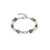 Bracciale quarzo fumé Graphic Cubes in acciaio inox