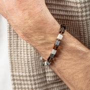 Bracciale quarzo fumé Graphic Cubes in acciaio inox