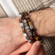 Bracciale quarzo fumé Graphic Cubes in acciaio inox