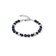 Bracciale con sfere di onice e lava con Mini Spikes Cubes in acciaio inox