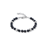 Bracciale con sfere di onice e lava con Mini Spikes Cubes in acciaio inox
