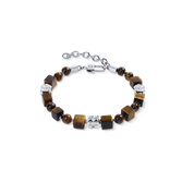 Bracciale cubes e sfere occhio di tigre con Spikes Cubes in acciaio inox