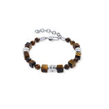 Bracciale cubes e sfere occhio di tigre con Spikes Cubes in acciaio inox