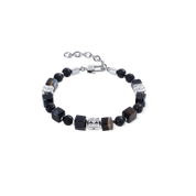 Bracciale cubes in onice striato e sfere di lava con Spikes Cubes in acciaio inox