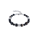 Bracciale cubes in onice striato e sfere di lava con Spikes Cubes in acciaio inox