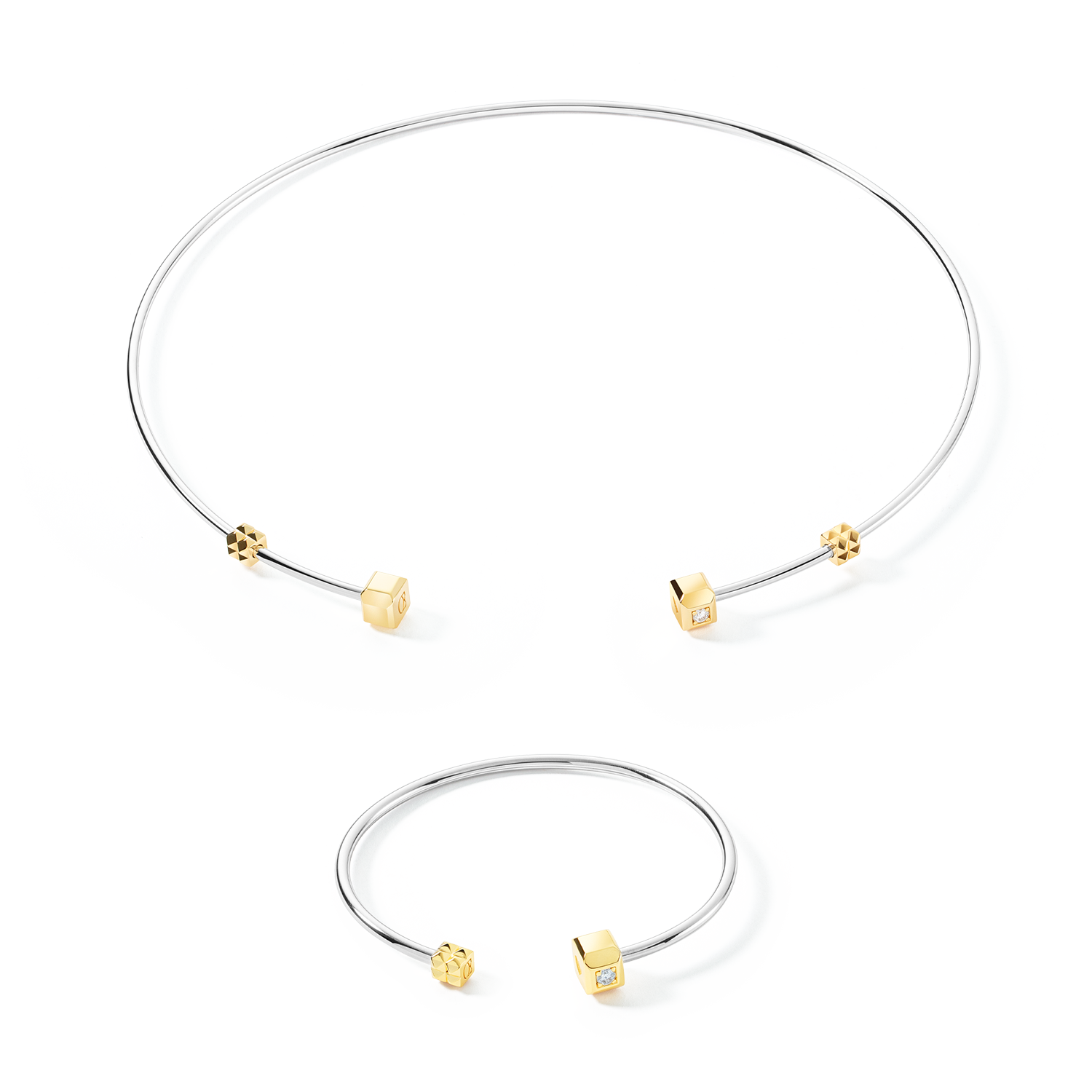 STATEMENT Collection bracciale rigido aperto 19 cm bicolore