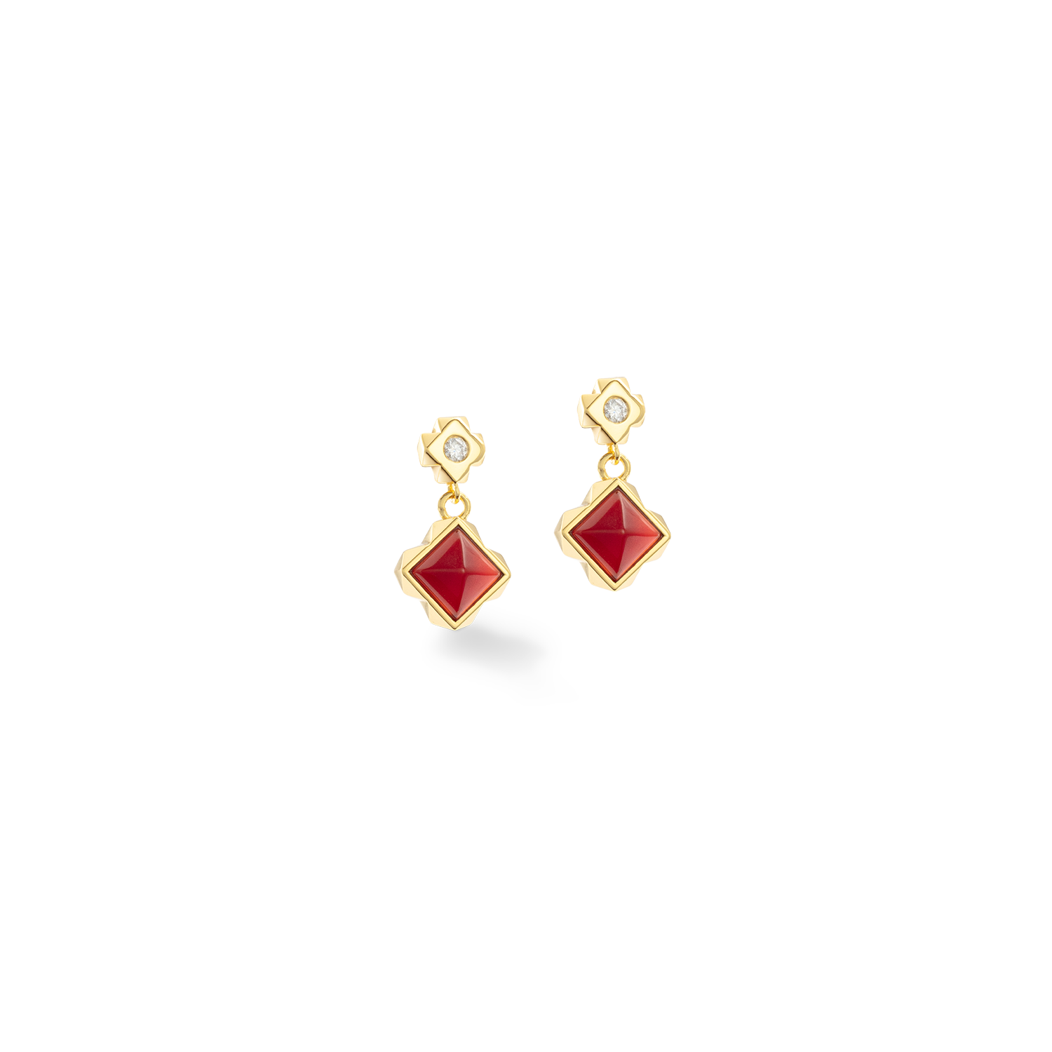 STATION Collection orecchini a bottone oro-rosso