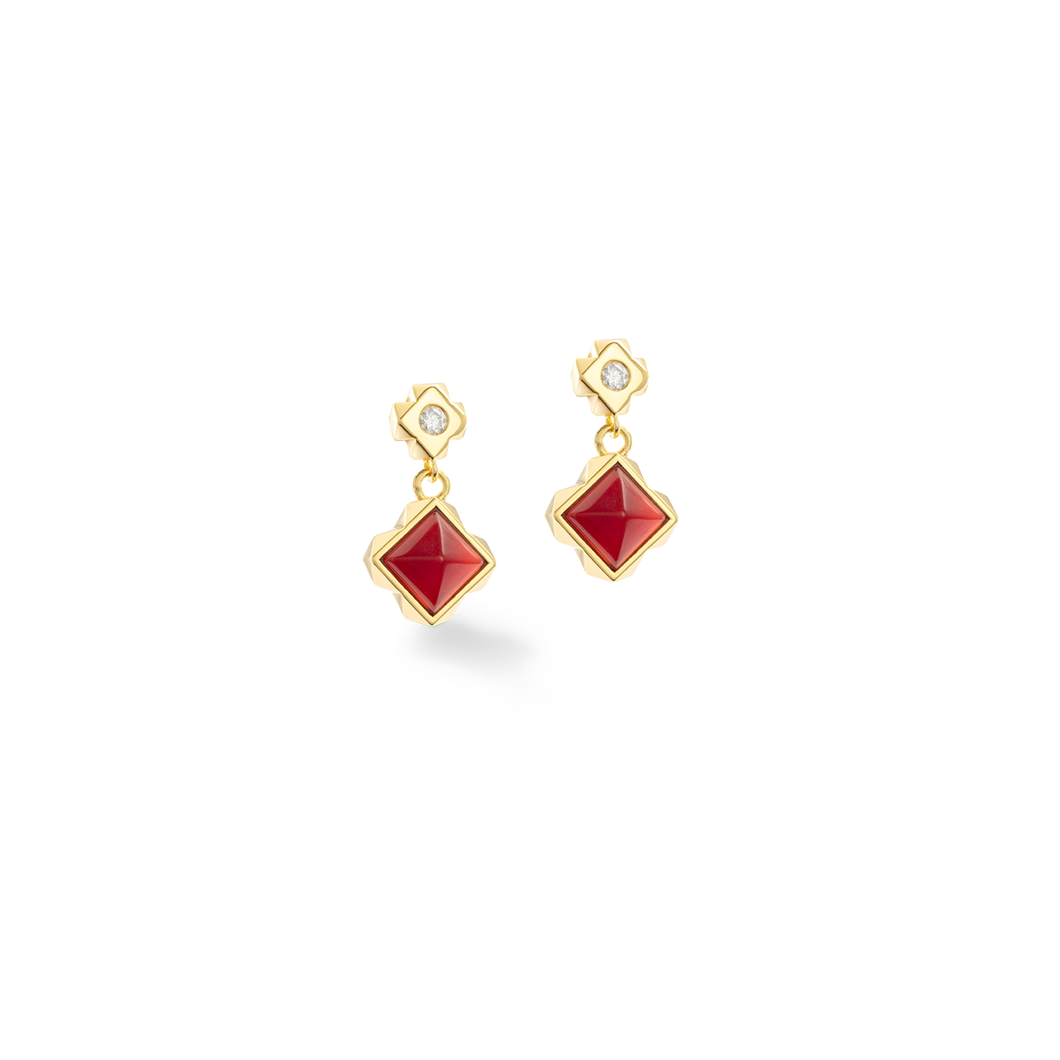 STATION Collection orecchini a bottone oro-rosso