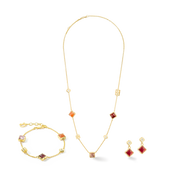 STATION Collection orecchini a bottone oro-rosso