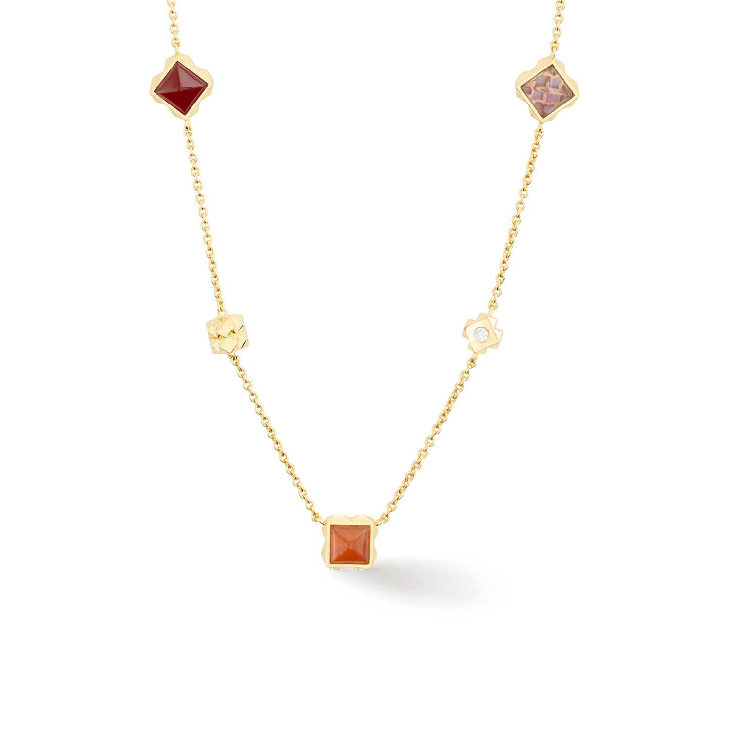 STATION Collection collana lungo oro-rosso
