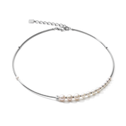 Collana Asimmetria perle d'acqua dolce e acciaio inossidabile bianco-argento