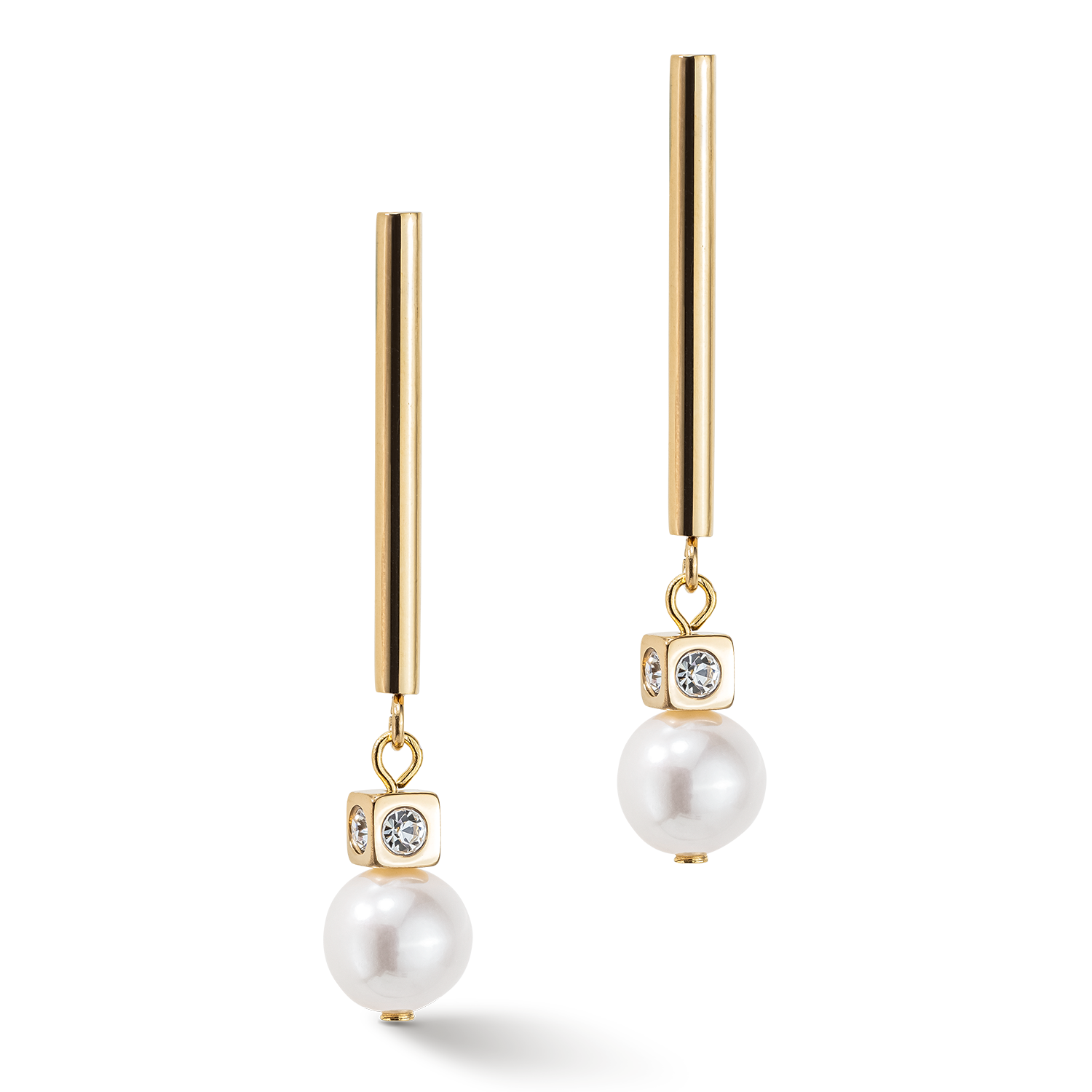 Orecchini Asimmetria Perle D'acqua Dolce e acciaio inossidabile bianco-oro