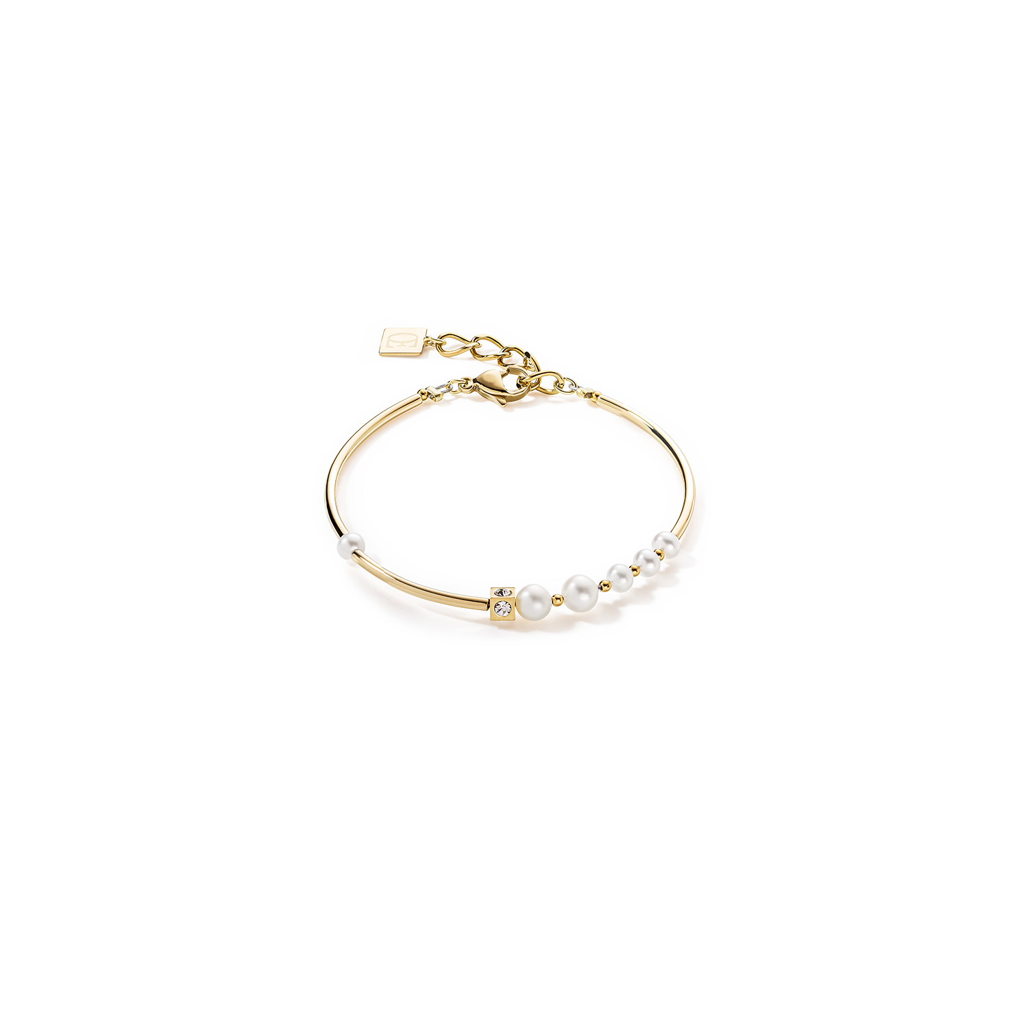 Bracciale Asimmetria Perle D'acqua Dolce e acciaio inossidabile bianco-oro