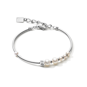 Bracciale Asimmetria perle d'acqua dolce e acciaio inossidabile bianco-argento