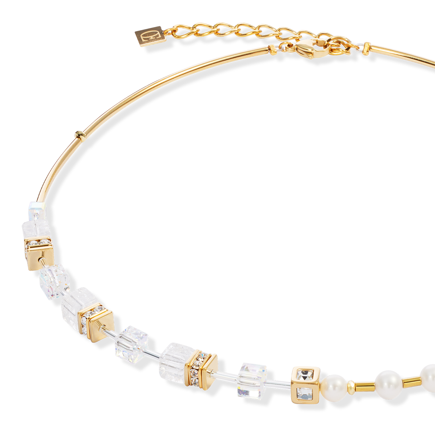 Collana GeoCUBE® Fusion Precious Pearl Mix oro-bianco