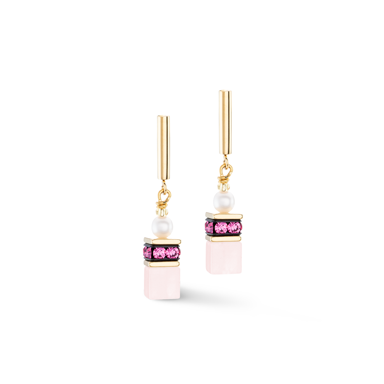 Orecchini GeoCUBE® Fusion Precious Pearl Mix oro-rosa