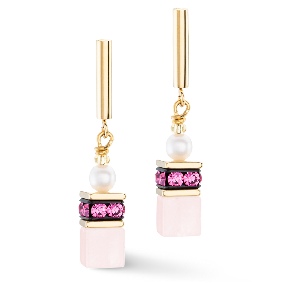 Orecchini GeoCUBE® Fusion Precious Pearl Mix oro-rosa
