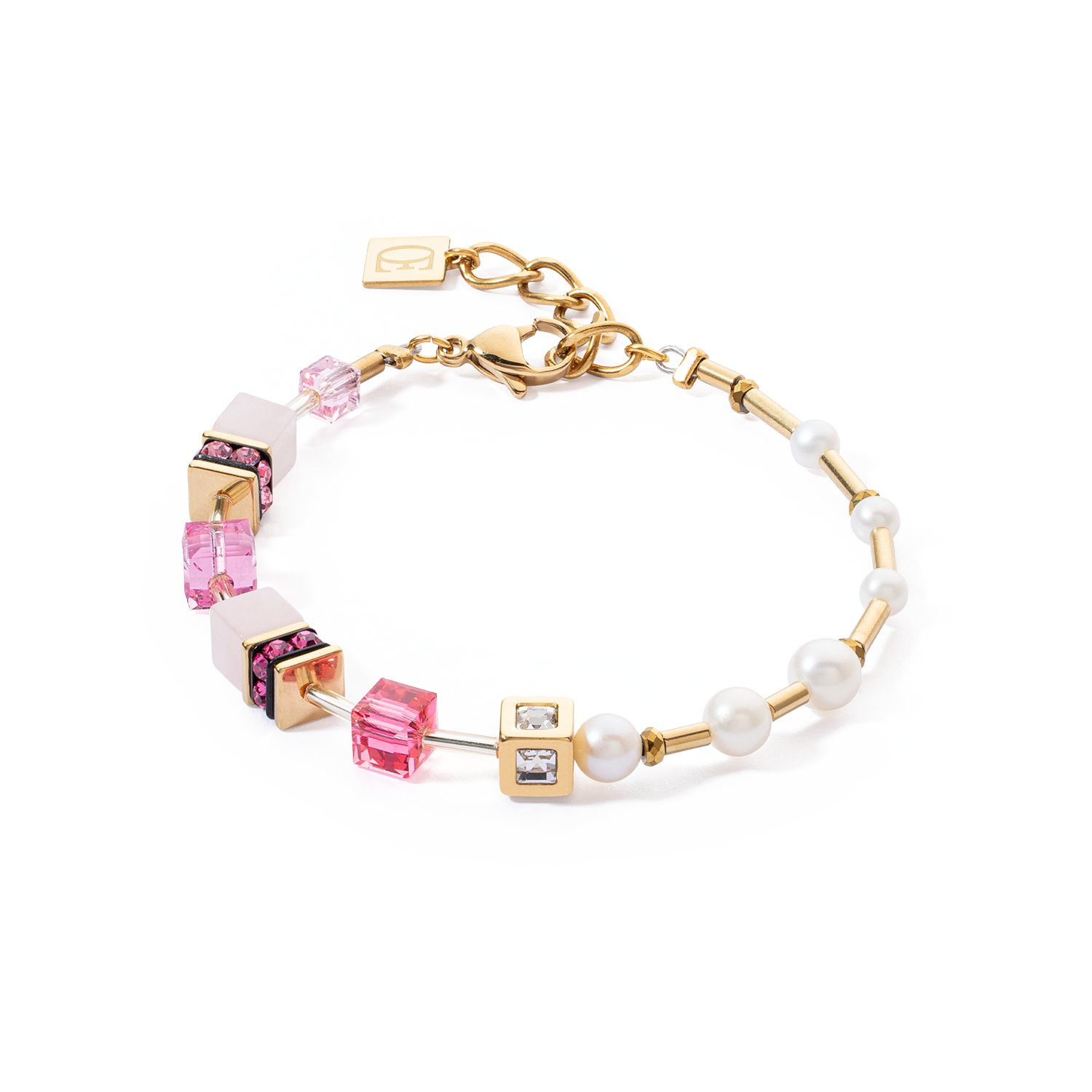 Bracciale GeoCUBE®Fusion Precious Pearl Mix oro-rosa