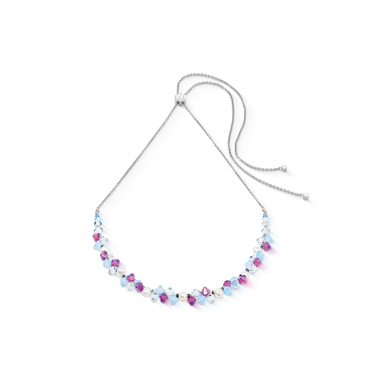 Collana Dancing Crystals e Pearls lilla-blu