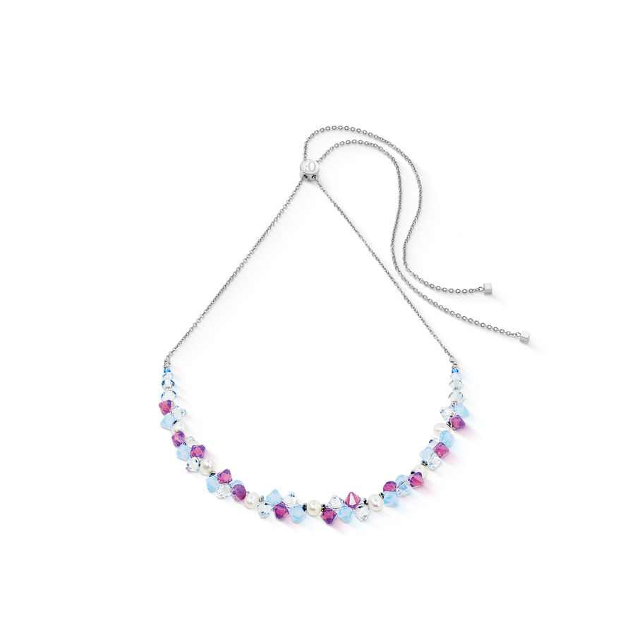 Collana Dancing Crystals e Pearls lilla-blu