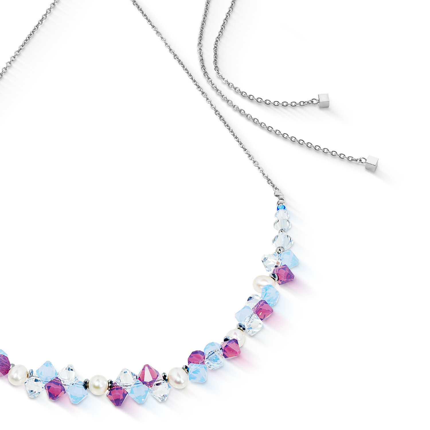 Collana Dancing Crystals e Pearls lilla-blu