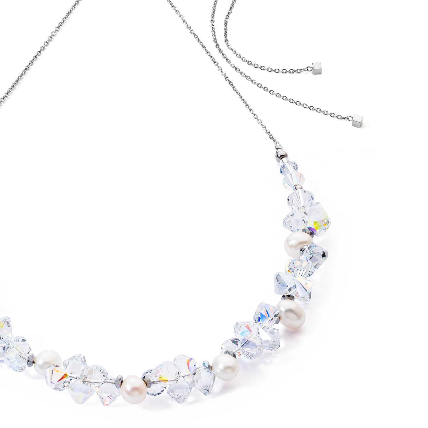 Collana Dancing Crystals e Pearls argento