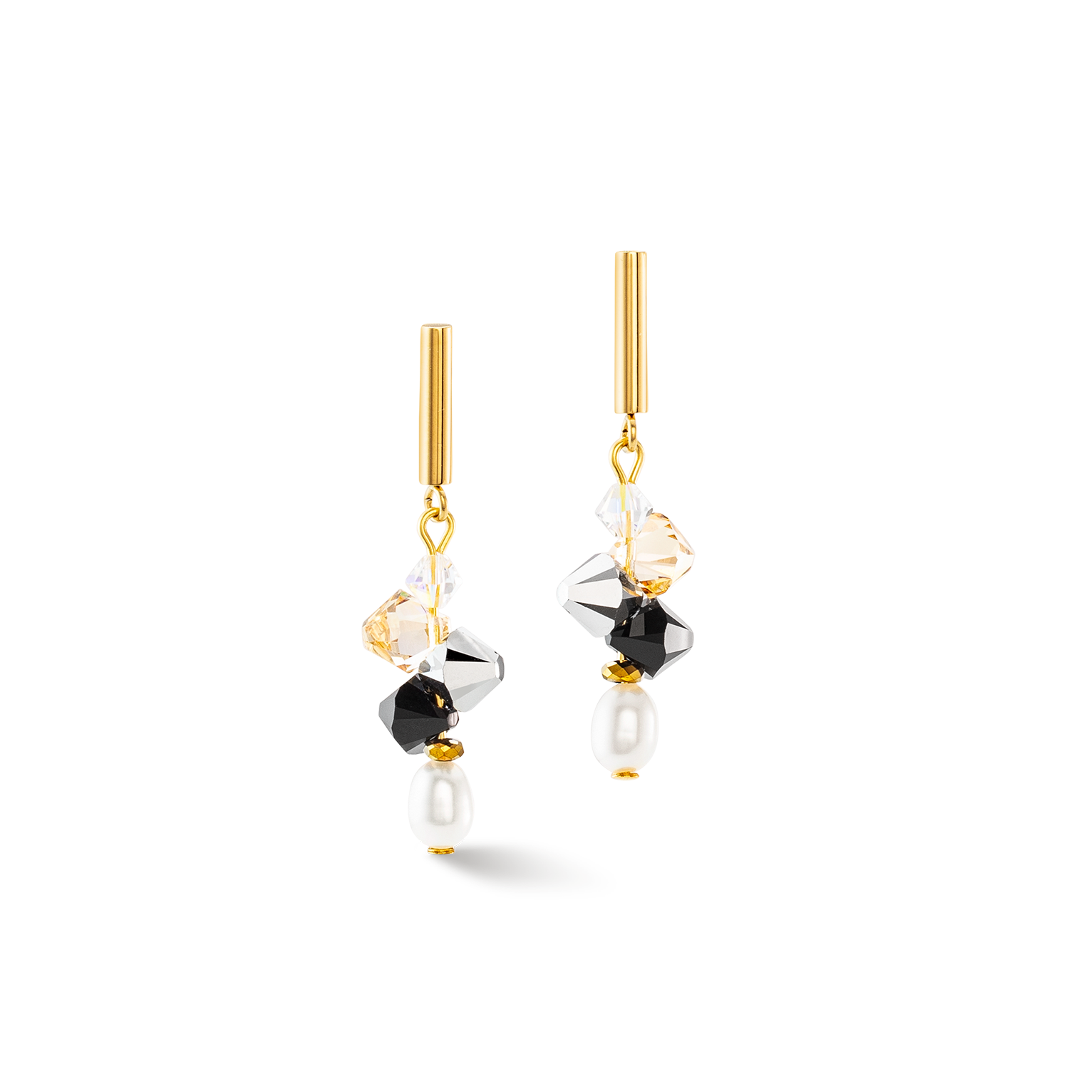 Orecchini Dancing Crystals & Pearls argento nero