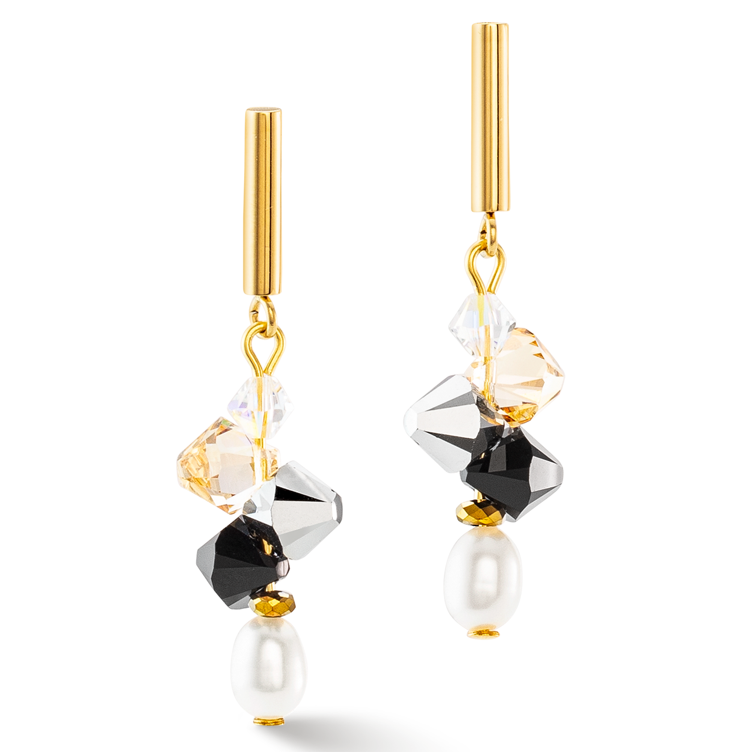 Orecchini Dancing Crystals & Pearls argento nero