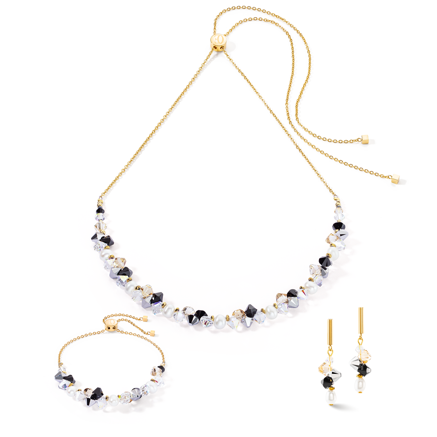 Orecchini Dancing Crystals & Pearls argento nero