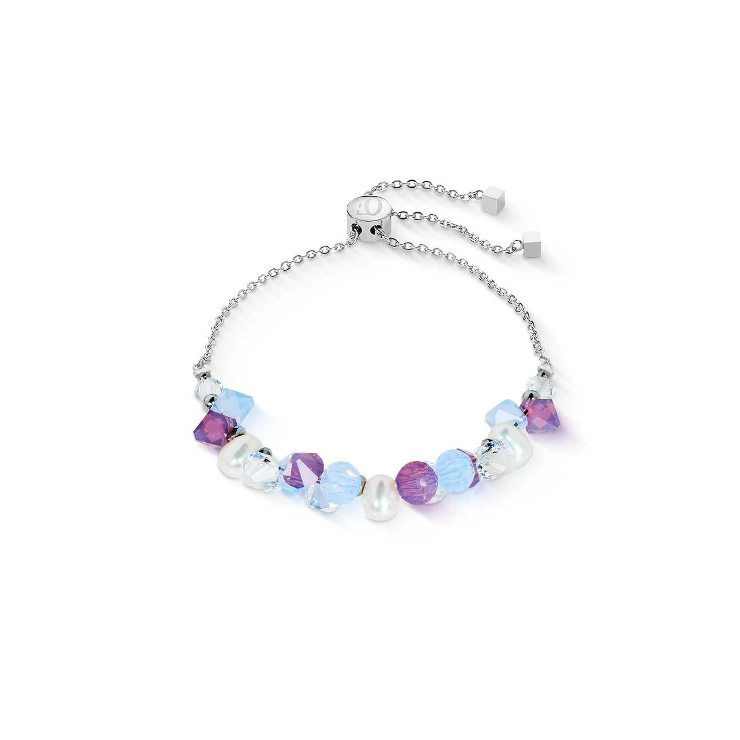 Bracciale Dancing Crystals e Pearls lilla-blu