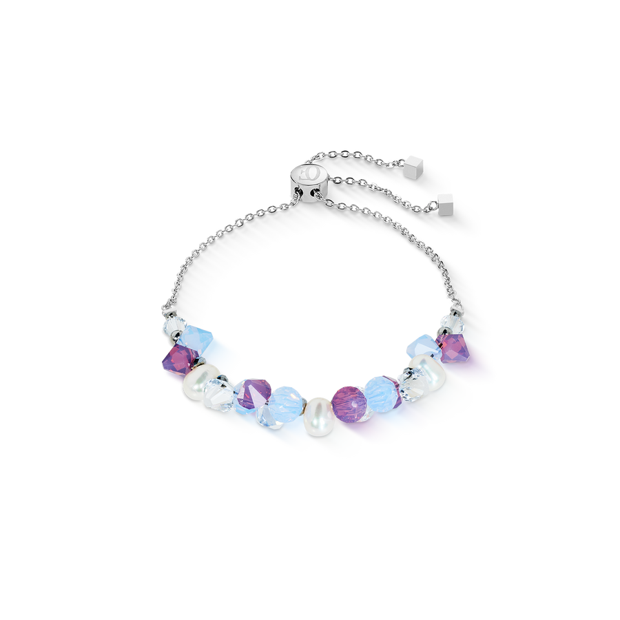 Bracciale Dancing Crystals e Pearls lilla-blu