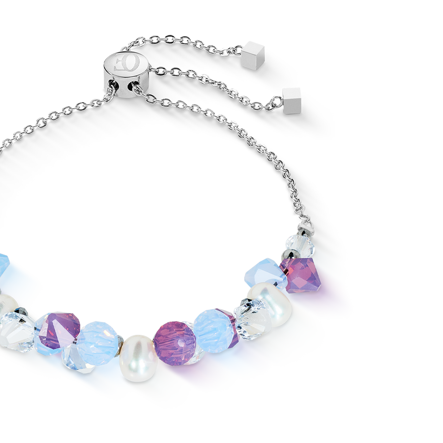 Bracciale Dancing Crystals e Pearls lilla-blu