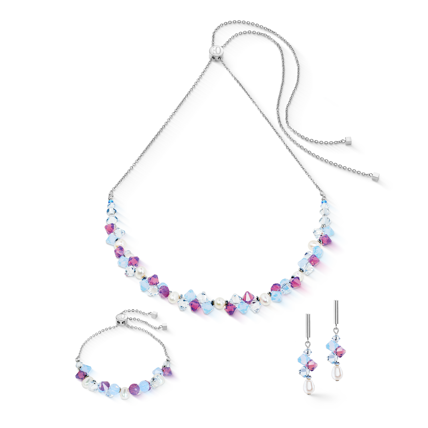 Bracciale Dancing Crystals e Pearls lilla-blu