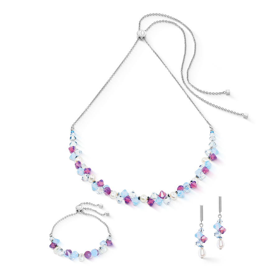 Bracciale Dancing Crystals e Pearls lilla-blu