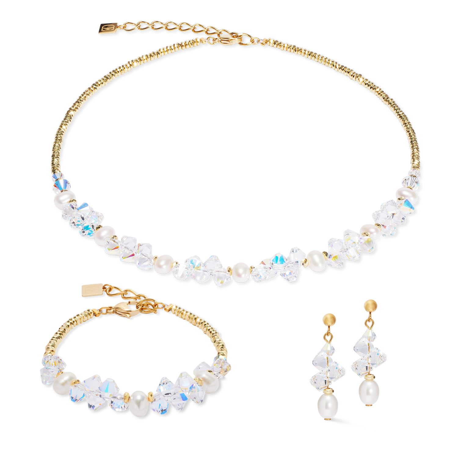Orecchini Dancing Crystals & Pearls oro