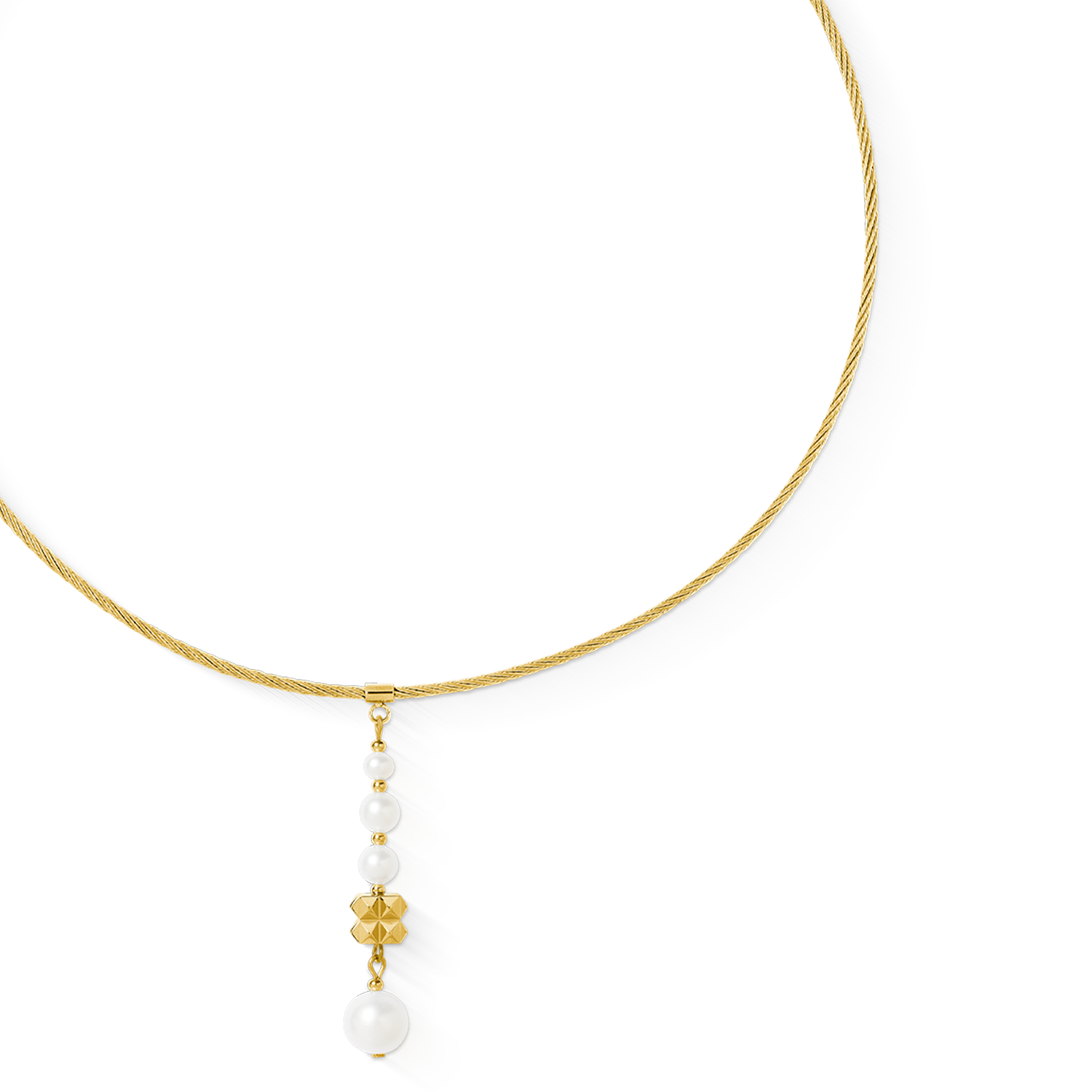 Collana Pearl & Spikes Drop oro