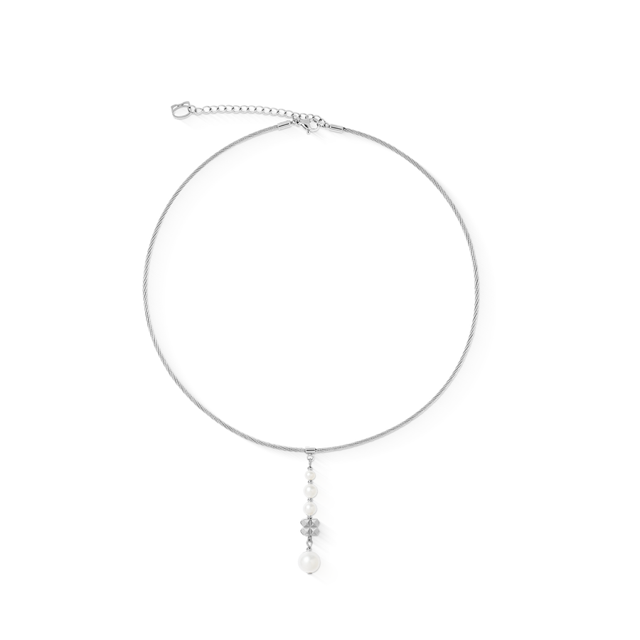 Collana Pearl & Spikes Drop argento
