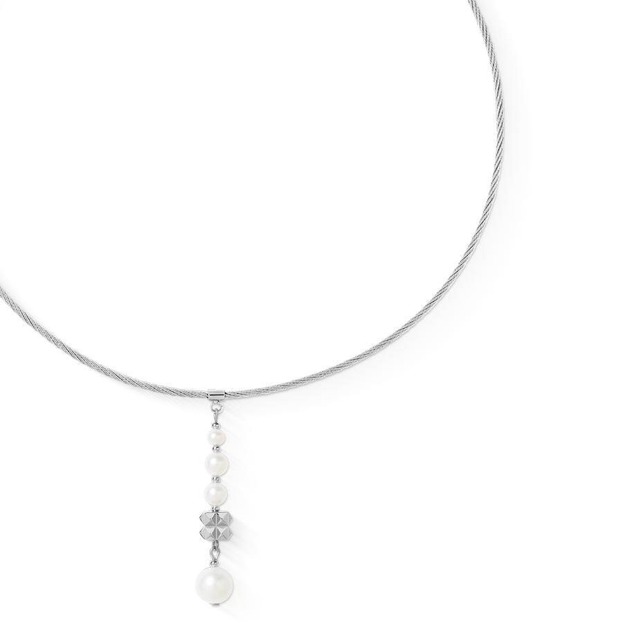 Collana Pearl & Spikes Drop argento