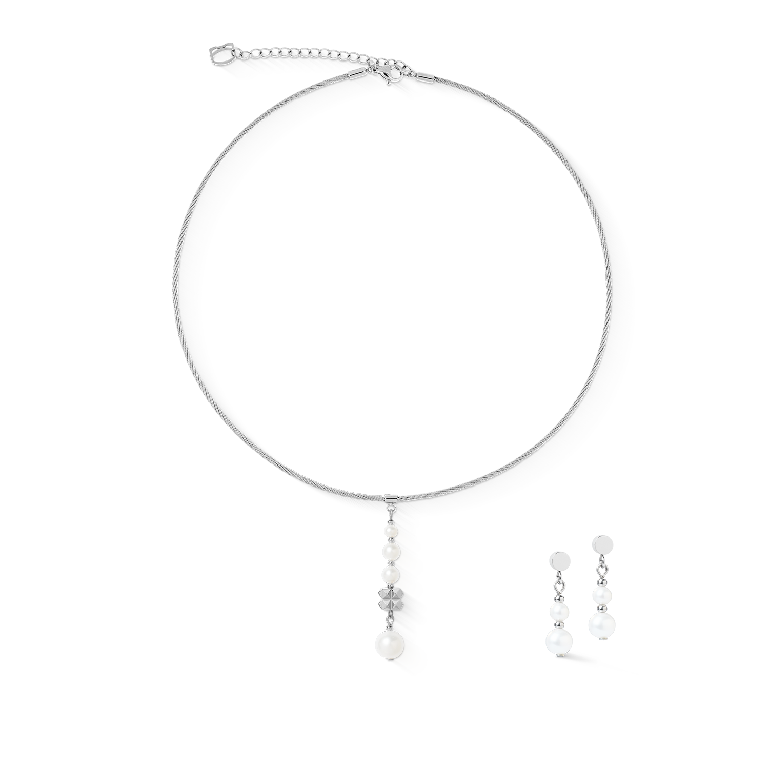 Collana Pearl & Spikes Drop argento