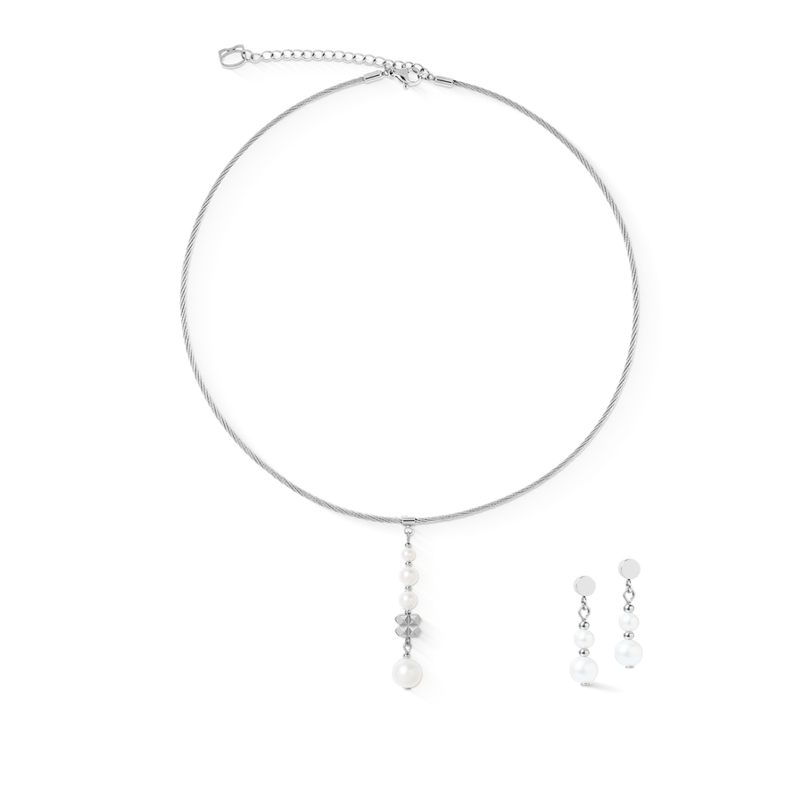 Collana Pearl & Spikes Drop argento