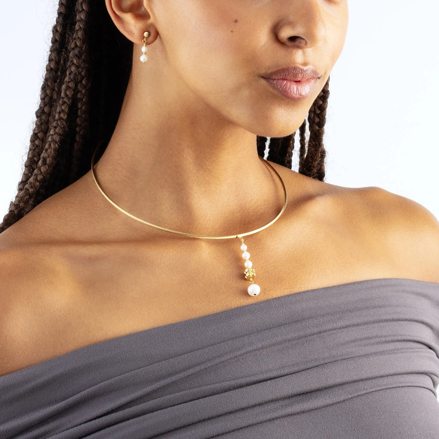 Orecchini Pearl & Spikes Drop oro