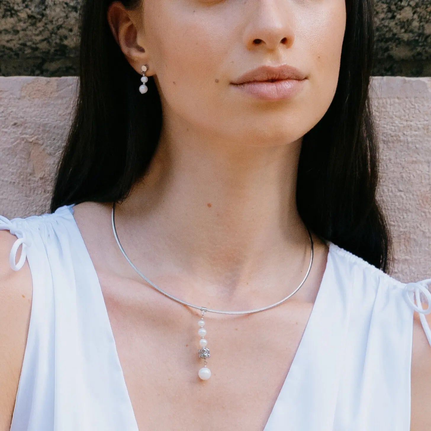 Orecchini Pearl & Spikes Drop argento