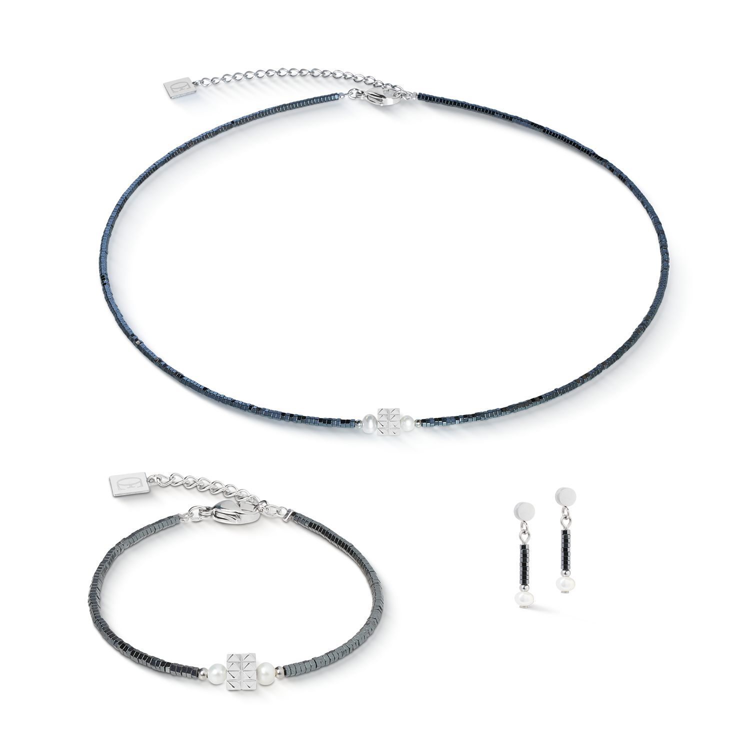 Orecchini Edge & Grace antracite-argento