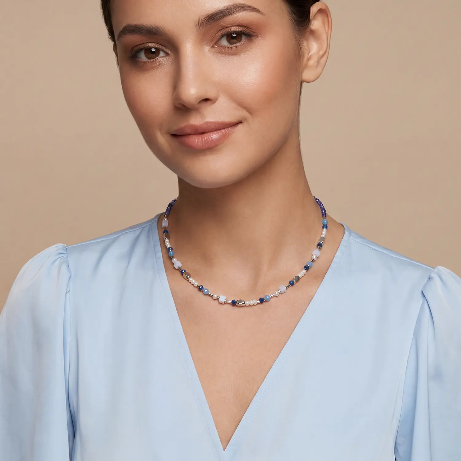 COEUR DE LION Collana Mosaic Sky argento – indossato